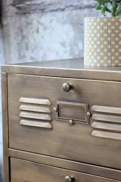 Industrial Kommode Spind Amaury Metall 6 Fächer Antik-Messing-Chic Antique Best