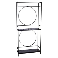 Industrial Regal Art Deco Metall Circle mit Rauchglasböden-PTMD Hot