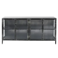 Industrial Sideboard Rift Gun Metall Glas 4türig Vitrine Used-Look-Vintagehaus Sale