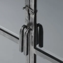 Industrial Sideboard Rift Gun Metall Glas 4türig Vitrine Used-Look-Vintagehaus Sale