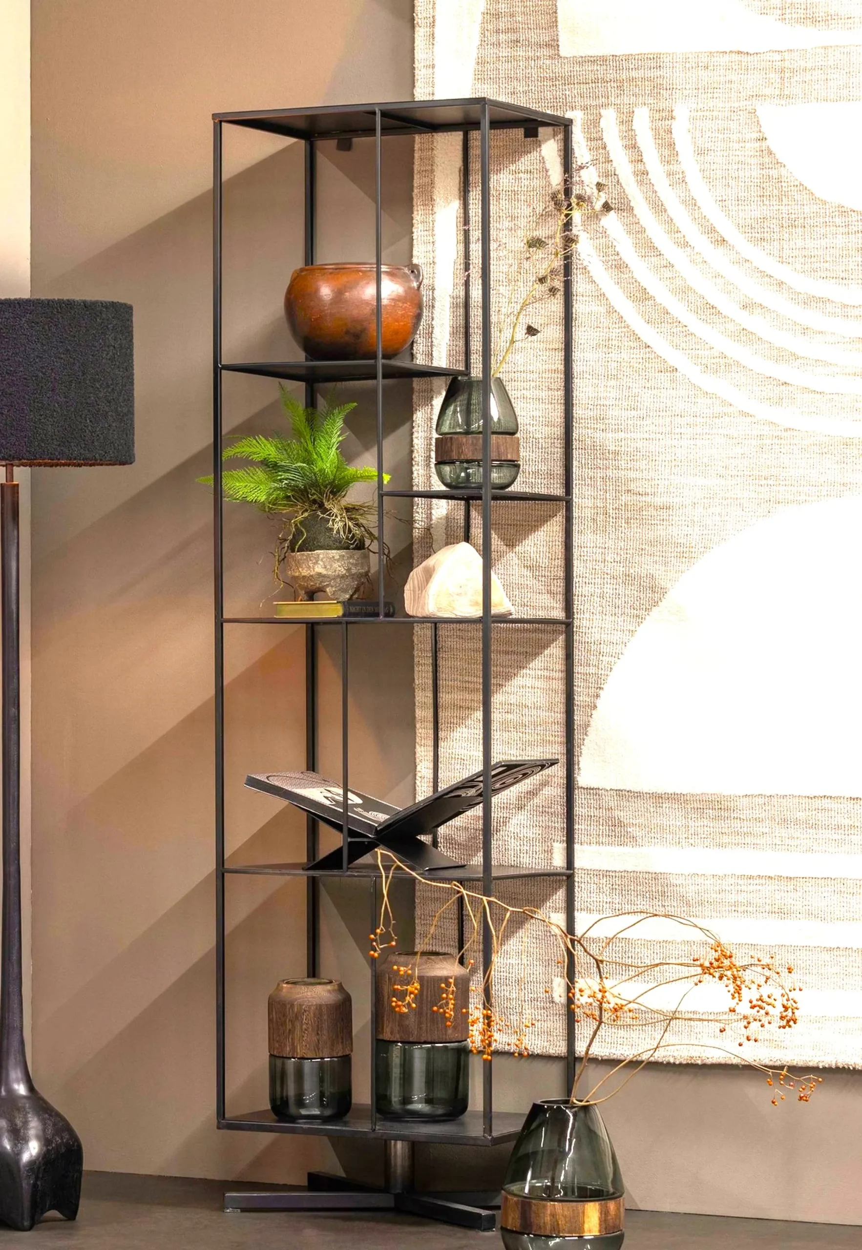 Industrial Standregal Bücherregal Jiske Schwarz Metall 180-WOOOD Hot