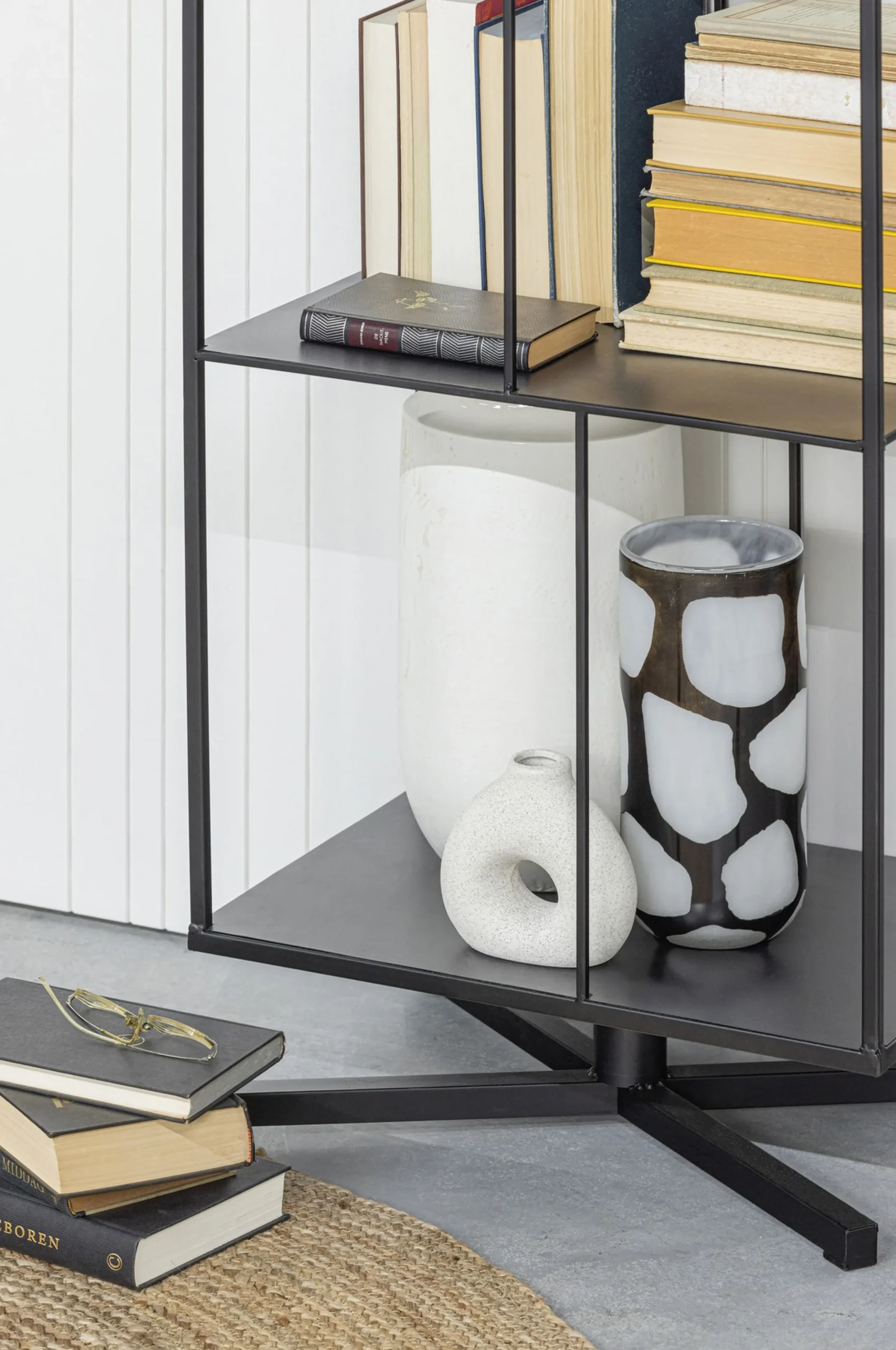 Industrial Standregal Bücherregal Jiske Schwarz Metall 180-WOOOD Hot