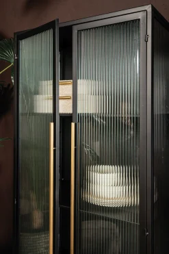 Industrial Vitrine Caeleen Metall mit geriffeltem Glas-PTMD Discount