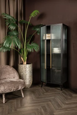 Industrial Vitrine Caeleen Metall mit geriffeltem Glas-PTMD Discount