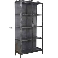 Industrial Vitrine Rift Gun Metall Glas 2türig Used-Look-Vintagehaus Outlet