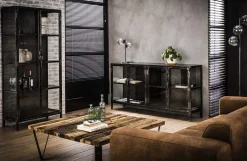 Industrial Vitrine Rift Gun Metall Glas 2türig Used-Look-Vintagehaus Outlet