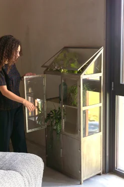 Industrial Vitrine Showcase Monviso Metall Glas Gold-DutchBone Sale