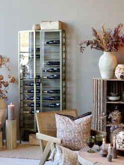 Industrial Weinregal Laurent Metallkorpus und Glas Antik-Gold für 26 Flaschen-Chic Antique Clearance