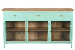 Landhaus Sideboard Provence Metallkorpus Holz Azure 160 - Ausstellungsstück-Vintagehaus Online