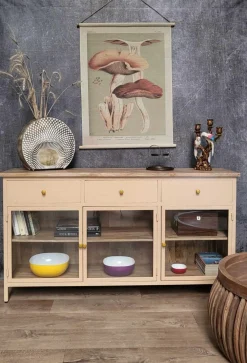 Landhaus Sideboard Provence Metallkorpus Holz Champagner 160-Vintagehaus