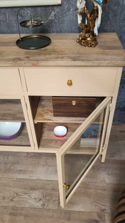 Landhaus Sideboard Provence Metallkorpus Holz Champagner 160-Vintagehaus