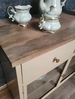 Landhaus Sideboard Vintage 2türig Provence Metall Holz Champagner-Vintagehaus Sale