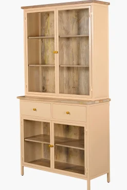 Landhaus Vitrine Küchenbuffet Provence Vintage Metall Holz Champagner 200-Vintagehaus Hot