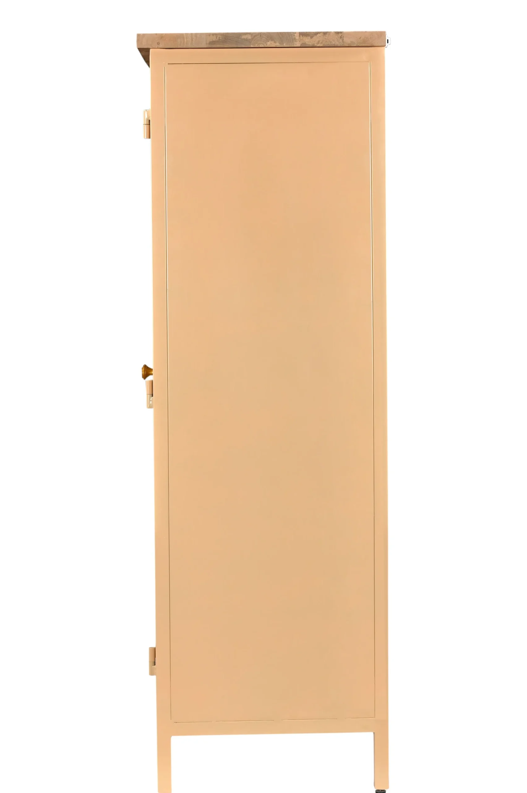 Landhaus Vitrine Provence Vintage Metallkorpus Holz Champagner 130-Vintagehaus Best