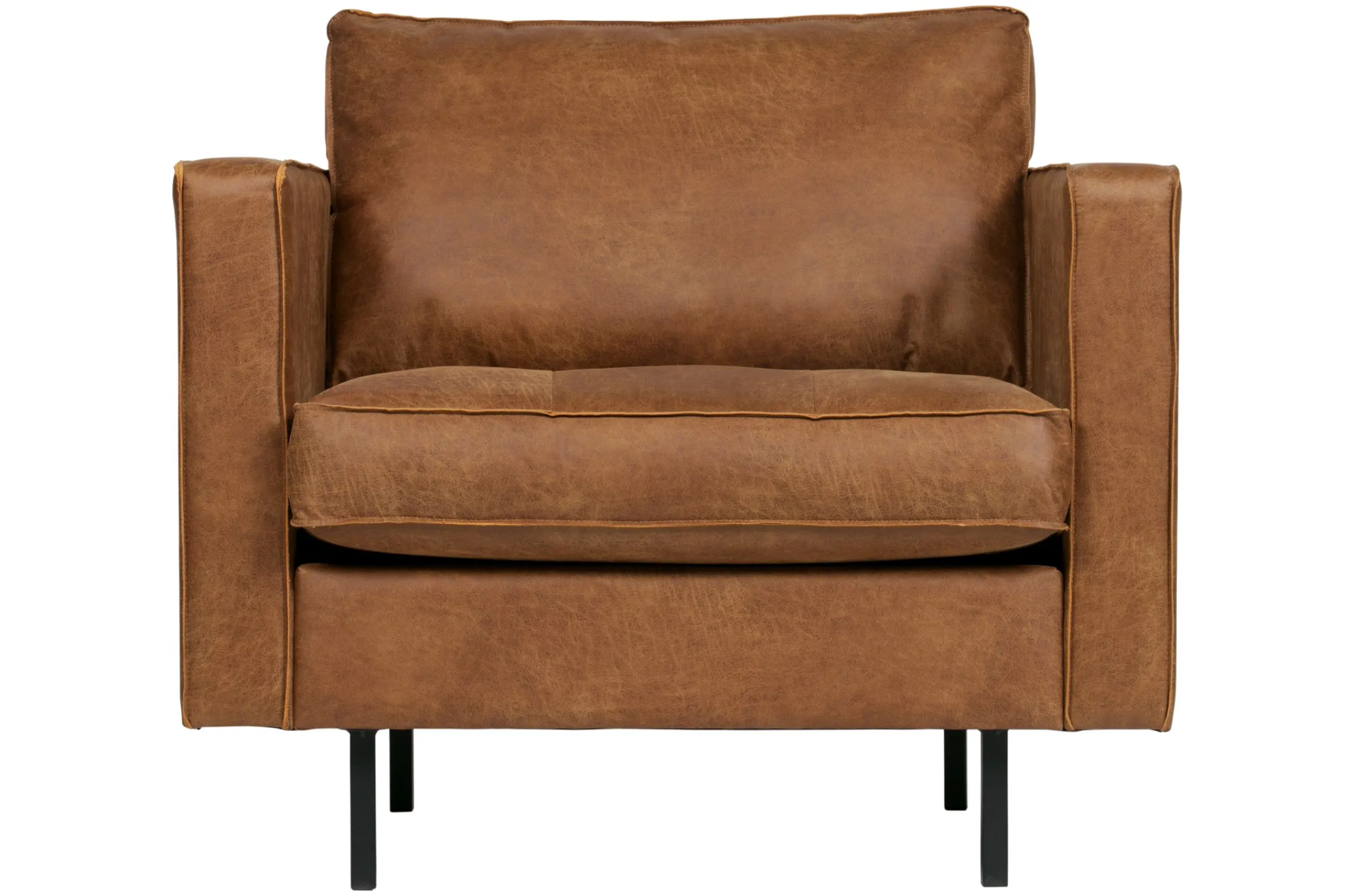Ledersessel Rodeo Classic 1-Sitzer Cognac Chesterfield Wood-BePureHome Sale