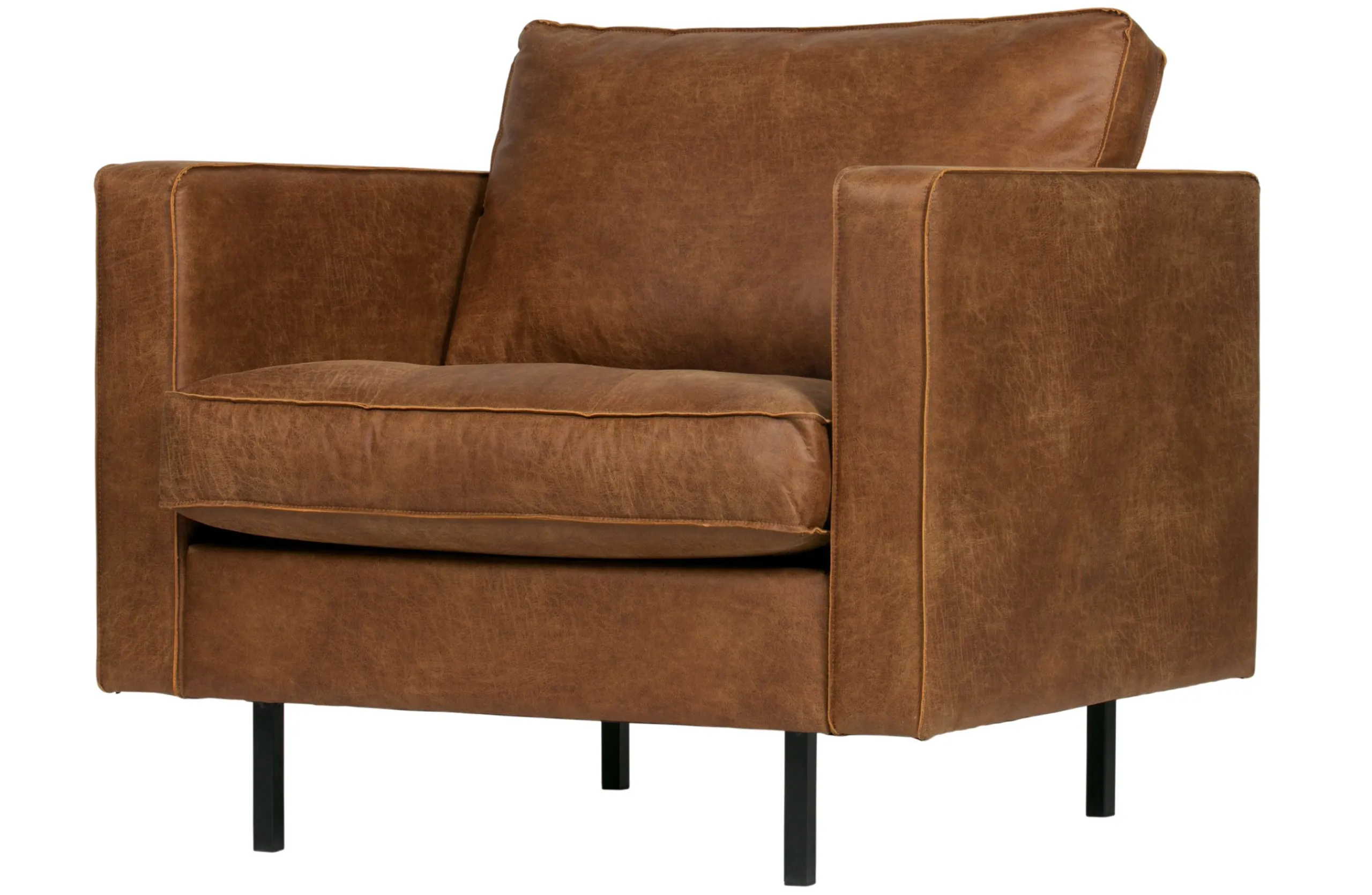 Ledersessel Rodeo Classic 1-Sitzer Cognac Chesterfield Wood-BePureHome Sale