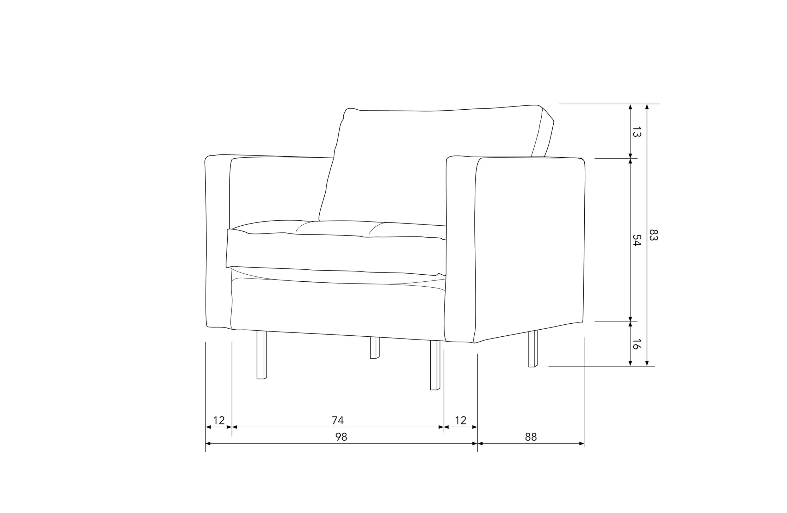 Ledersessel Rodeo Classic 1-Sitzer Cognac Chesterfield Wood-BePureHome Sale
