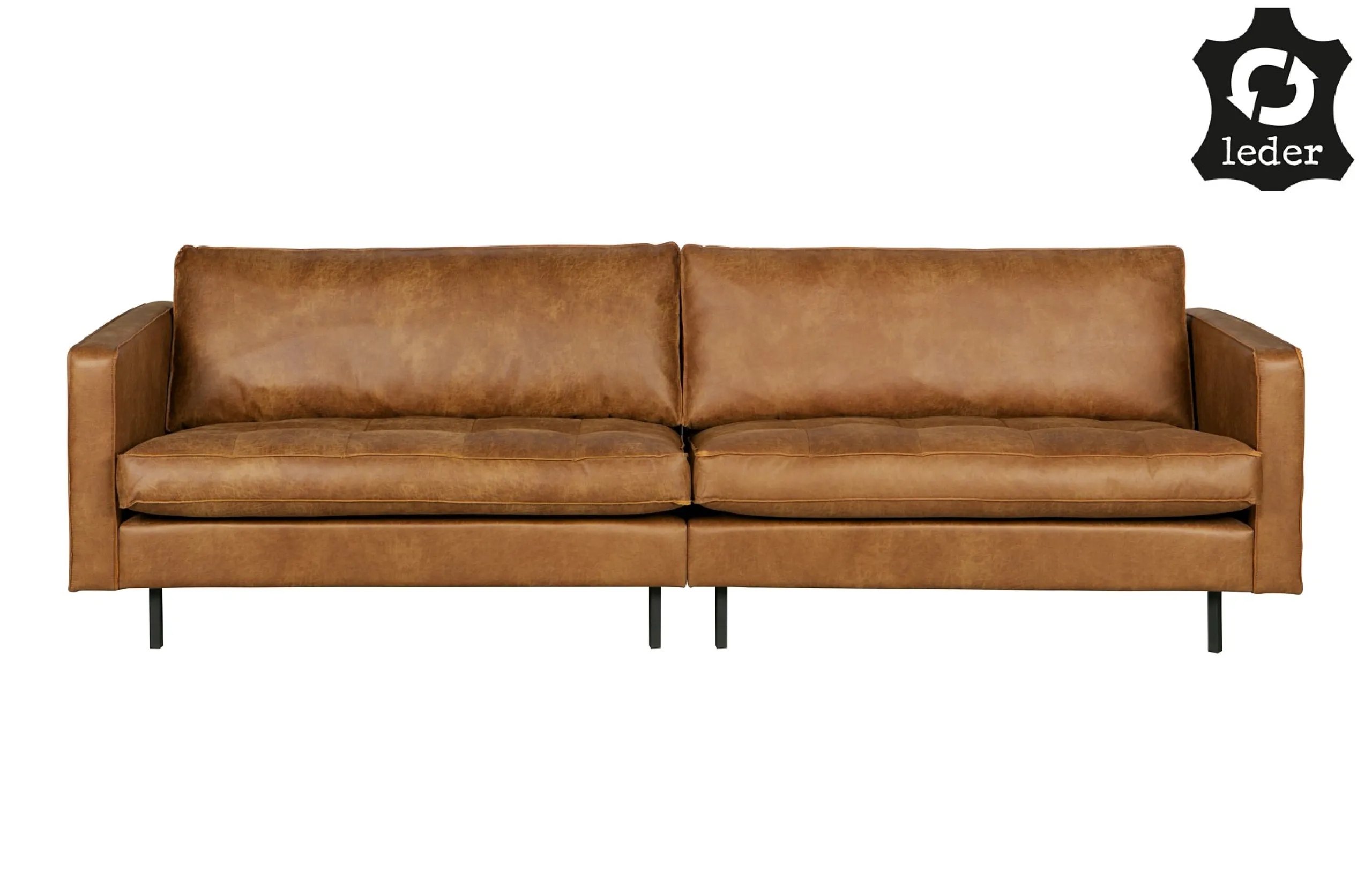 Ledersofa Classic Rodeo Chesterfield 3-Sitzer Cognac 275-BePureHome Discount