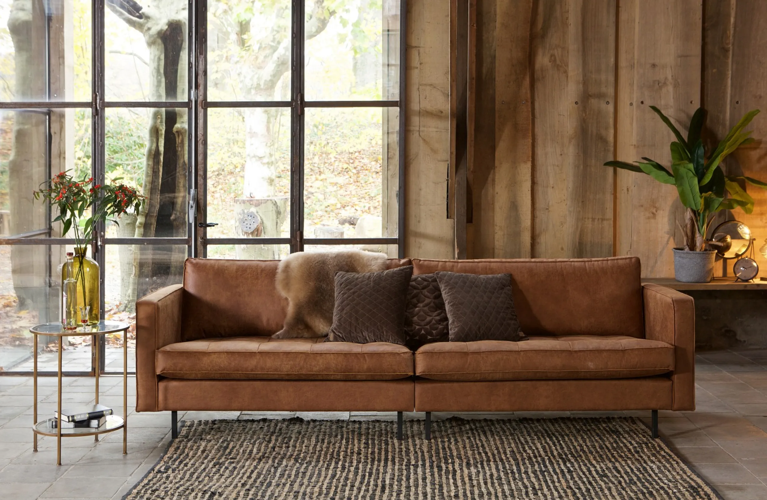 Ledersofa Classic Rodeo Chesterfield 3-Sitzer Cognac 275-BePureHome Discount