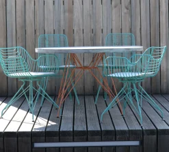Metallstuhl Outdoor/Indoor Industrial Tulum Wire in türkis inkl. Kissen-Vintagehaus Clearance
