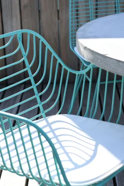 Metallstuhl Outdoor/Indoor Industrial Tulum Wire in türkis inkl. Kissen-Vintagehaus Clearance