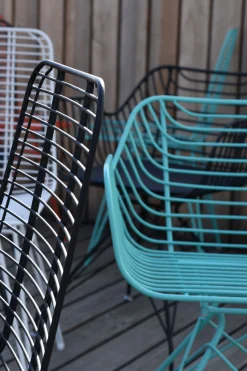 Metallstuhl Outdoor/Indoor Industrial Tulum Wire in türkis inkl. Kissen-Vintagehaus Clearance