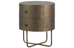 Nachttisch Beistelltisch Glossy Rund Metall Antik Messing-BePureHome