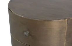 Nachttisch Beistelltisch Glossy Rund Metall Antik Messing-BePureHome