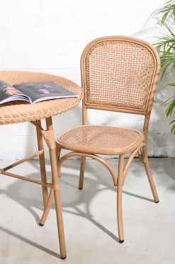 Outdoorset Rattan Bistrotisch 80 Ø + 2 Bistro Stühle Cabana PE/Alu-Vintagehaus Discount