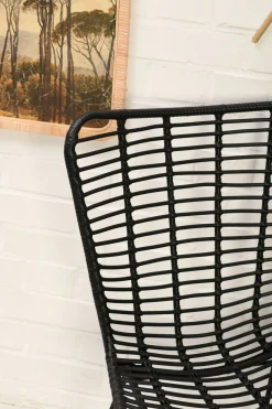 Rattanstuhl Esszimmerstuhl Hacienda PE-Rattan Butterfly In/Outdoor Schwarz-Vintagehaus Sale