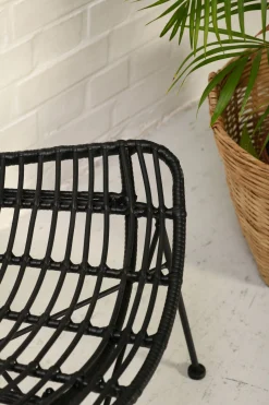 Rattanstuhl Esszimmerstuhl Hacienda PE-Rattan Butterfly In/Outdoor Schwarz-Vintagehaus Sale