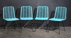Rattanstuhl Esszimmerstuhl Hacienda Vela PE-Rattan In/Outdoor Türkis 2er Set-Vintagehaus Hot
