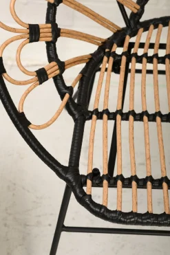 Rattanstuhl Esszimmerstuhl Hacienda PE-Rattan Peacock In/Outdoor Black/Natur-Vintagehaus Sale