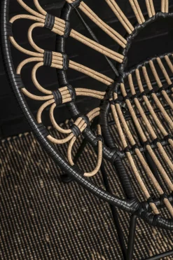 Rattanstuhl Esszimmerstuhl Hacienda PE-Rattan Peacock In/Outdoor Black/Natur-Vintagehaus Sale