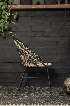 Rattanstuhl Esszimmerstuhl Hacienda PE-Rattan Peacock In/Outdoor Black/Natur-Vintagehaus Sale