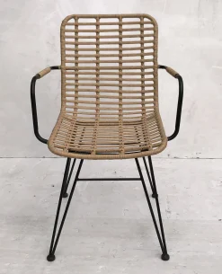 Rattanstuhl Esszimmerstuhl Hacienda Vela PE-Rattan Armlehne In/Outdoor Natur-Vintagehaus Discount