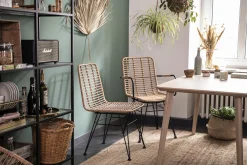 Rattanstuhl Esszimmerstuhl Hacienda Vela PE-Rattan Armlehne In/Outdoor Natur-Vintagehaus Discount