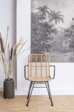 Rattanstuhl Esszimmerstuhl Hacienda Vela PE-Rattan Armlehne In/Outdoor Natur-Vintagehaus Discount