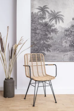 Rattanstuhl Esszimmerstuhl Hacienda Vela PE-Rattan Armlehne In/Outdoor Natur-Vintagehaus Discount