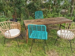 Rattanstuhl Esszimmerstuhl Hacienda Vela PE-Rattan In/Outdoor Türkis-Vintagehaus Online