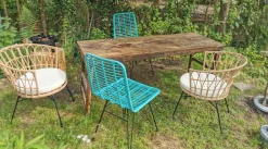 Rattanstuhl Esszimmerstuhl Hacienda Vela PE-Rattan In/Outdoor Türkis-Vintagehaus Online