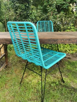 Rattanstuhl Esszimmerstuhl Hacienda Vela PE-Rattan In/Outdoor Türkis-Vintagehaus Online