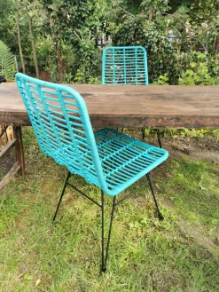 Rattanstuhl Esszimmerstuhl Hacienda Vela PE-Rattan In/Outdoor Türkis-Vintagehaus Online