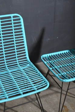 Rattanstuhl Esszimmerstuhl Hacienda Vela PE-Rattan In/Outdoor Türkis-Vintagehaus Online