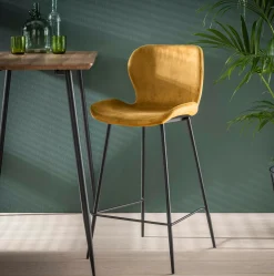 Retro Barhocker Barstuhl Velvet Samt Gold-Vintagehaus Sale