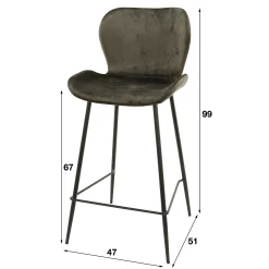 Retro Barhocker Barstuhl Velvet Samt Grün-Vintagehaus New