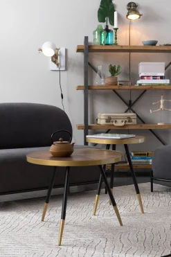 Retro Beistelltisch Denise Side Table Messing Brass Ø 44-Zuiver