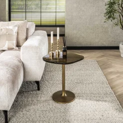 Retro Beistelltische Eclipse Glas Metall Antik-Gold S-Vintagehaus