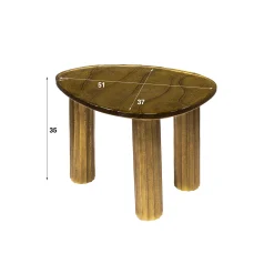 Retro Beistelltische Eclipse Glas Metall Dreibeinig Antik-Gold S-Vintagehaus