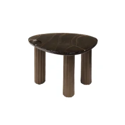 Retro Beistelltische Eclipse Glas Metall Dreibeinig Antik-Kupfer S-Vintagehaus Sale